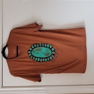 Burnt orange southwest style t-shirt.Texas True brand